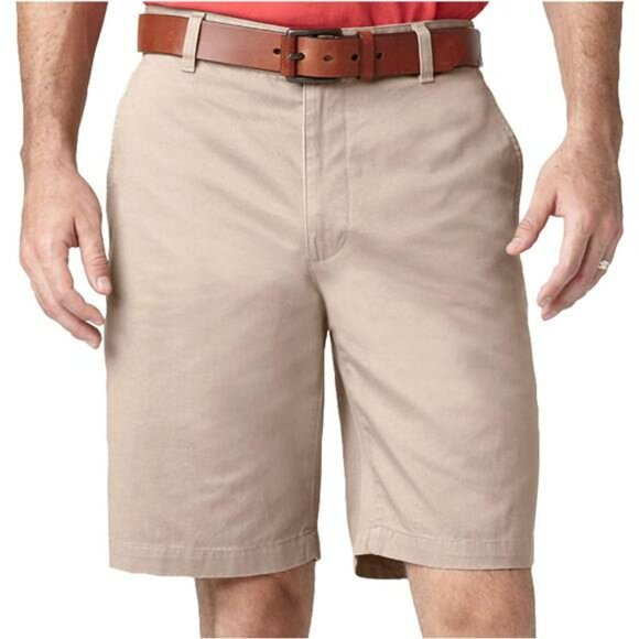 Mens Classic Fit Twill Shorts 10.5 Inseam Casual Chino Shorts with Pockets - Picture 1 of 5